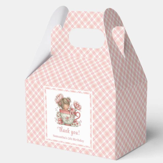Söt Älv Rodnad Blommor Flickas Födelsedagsfest För Presentaskar (Cute Fairy Blush Flowers Girl Birthday Party Favor Box)