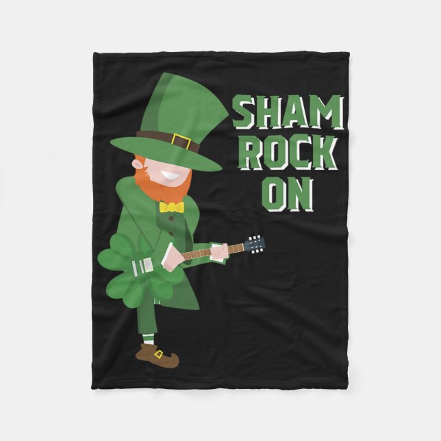 Söt alv spelar Shamrock-gitarr - St. Patricks Da Fleecefilt (Framsidan)