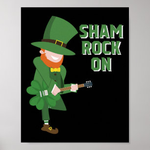 Söt alv spelar Shamrock-gitarr - St. Patricks Da Poster