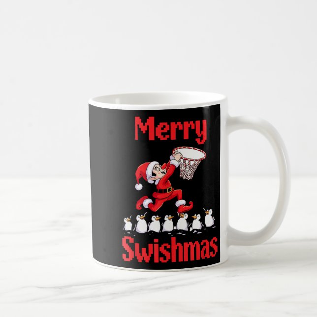 Söt Alv Tomte Basket Penguins Illustration Kaffemugg (Höger)