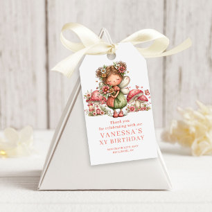Söt Älva 3-års Födelsedags Blommig Rosa Presentgåv Presentetikett