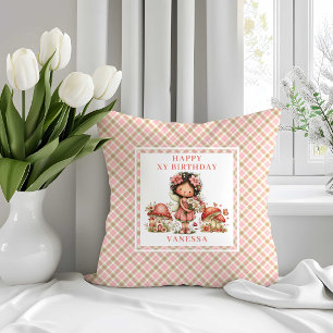 Söt Alva 5-års Födelsedag Rodnad Blommig Kuddcover Kudde