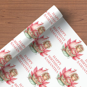 Söt Älva Flicka 2-års Födelsedag Rosenskär inpackn Presentpapper