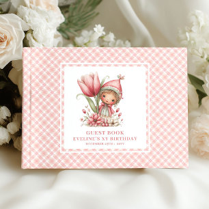 Söt Älva Flicka 2-årsdag Rosa Blommor Gäst Gästböcker