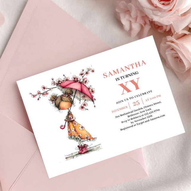 Söt Älva Flicka Födelsedags Blush Rosa Blommig Inb Inbjudningar (Cute Fairy Girl Birthday Blush Pink Floral invitation)