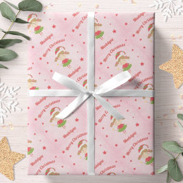 Söt Älva Jul Rosa Snö Personlig Presentpapper