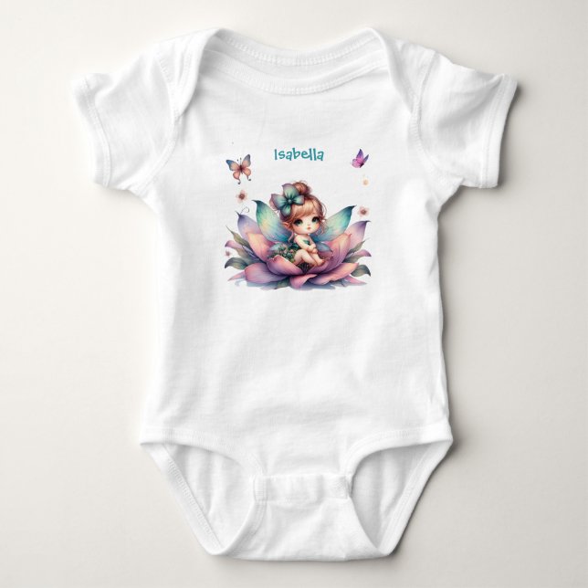 Söt älva som sitter inuti blomma  t shirt (Framsida)