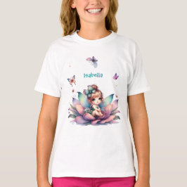 Söt älva som sitter inuti blomman t shirt