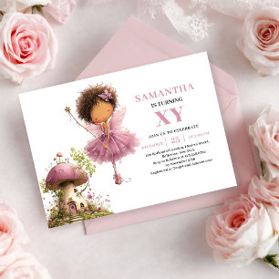 Söt Älvflicka 2-års Födelsedag Roséguld Blommig Inbjudningar
