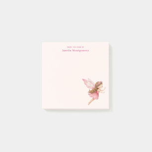Söt älvflicka i rosa klänning Whimsical Post-it Block