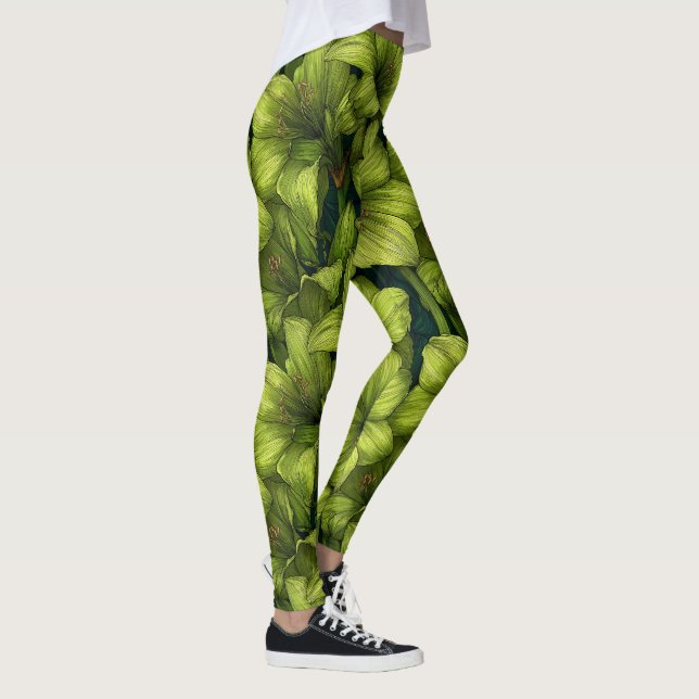 Söt Amaryllis Glans Yoga Mode Leggings (Höger)
