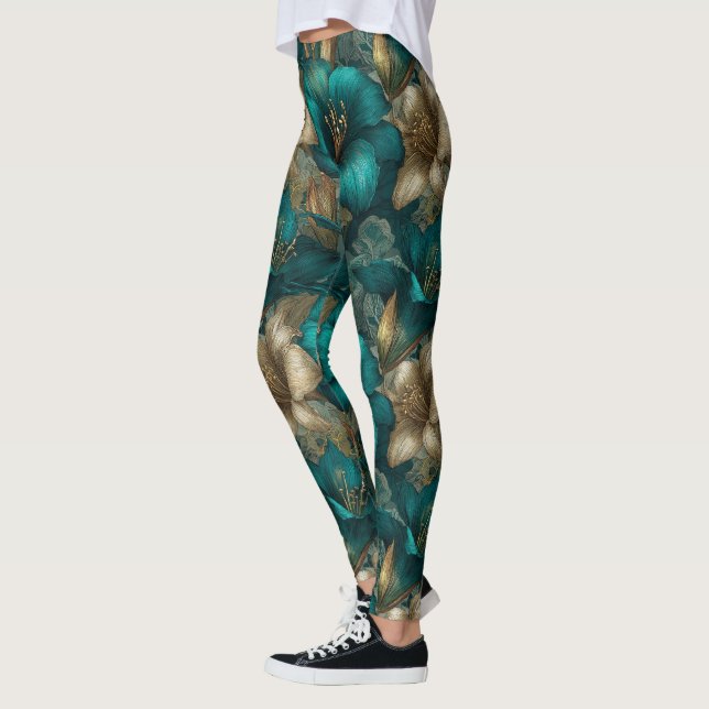 Söt Amaryllis Glitter Slitstark Leggings (Vänster)