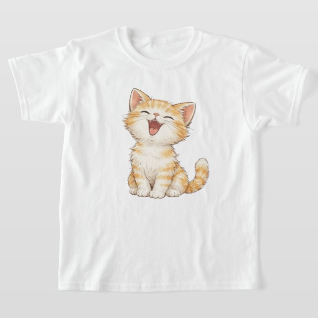 Söt amerikansk korthårig katt barn t-shirt (Laydown)