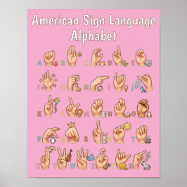 Söt amerikansk teckenspråksalfabetstavla poster