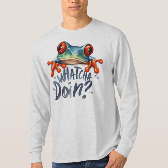Söt amfibie groda citat grafik långärmad t shirt (Framsida)