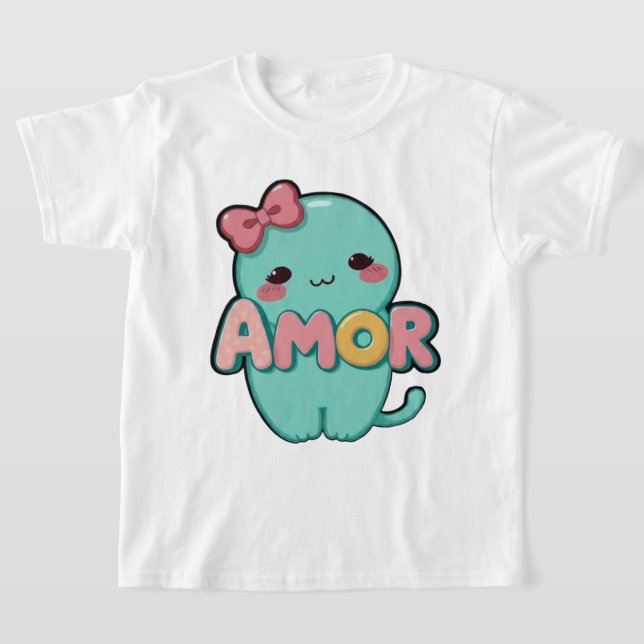 🐱Söt Amor Kattunge Barn T-Shirt (Laydown)