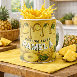 Söt Ananas Frukt Drip Konst Retro Trädgårdsfest Kaffemugg