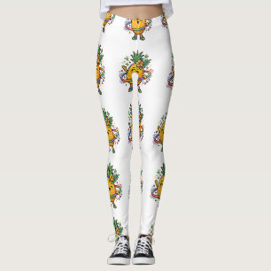 Söt Ananas Hula Hoop Rolig Tropisk Klistermärke Leggings