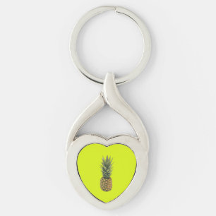 Söt ananas twisted heart silverfärgad nyckelring