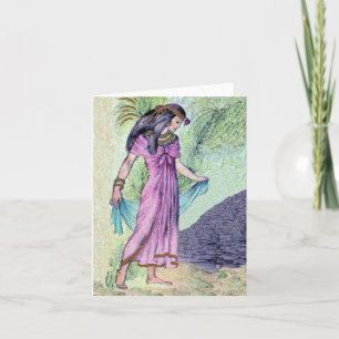 Söt Ancianska Egyptiska Dam Lila Dress Handflatan Kort