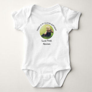 Söt andra födelsedagsnamn rund foto födelsedagsfes t shirt