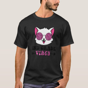 Söt andra klass vibbar katt med solglasögon bak T Shirt