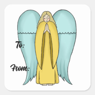 Söt Angel Gift Stickers Fyrkantigt Klistermärke