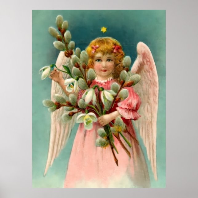 Söt ängel i rosa klänning poster (Framsidan)