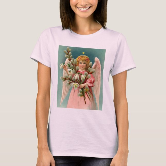 Söt ängel i rosa klänning t shirt (Framsida)