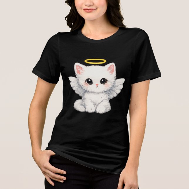 Söt ängel kattunge akvarell t shirt (Framsida)