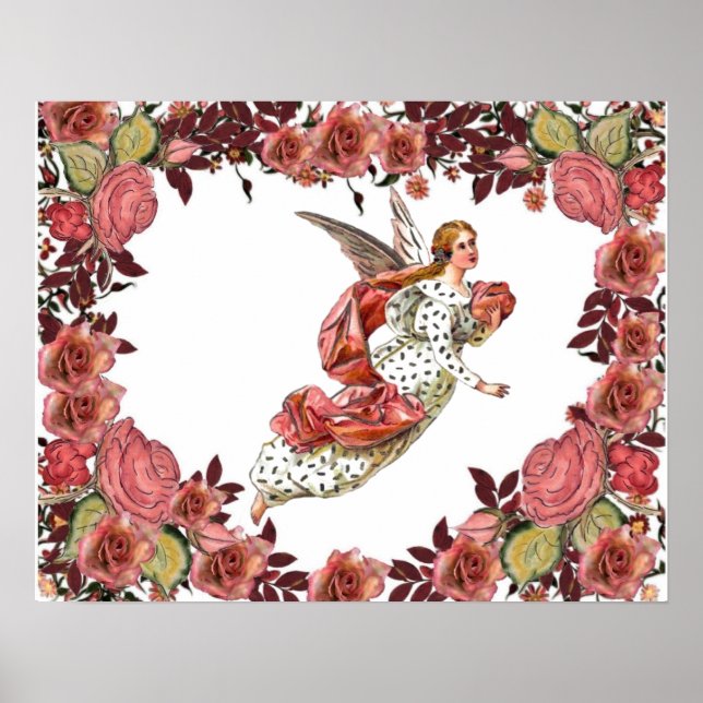 Söt Angel med Rosa Ribbon Poster (Framsidan)