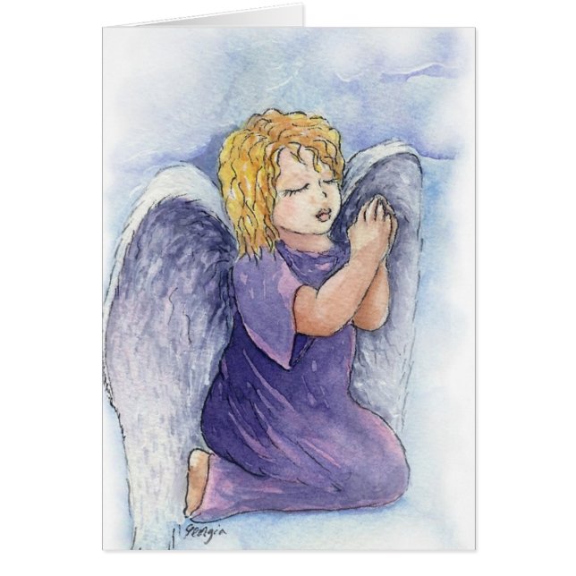 söt ängel… som ber hälsningskort (Framsidan)