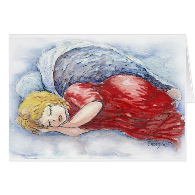 söt ängel… som sovar hälsningskort (Framsidan Horizontal)