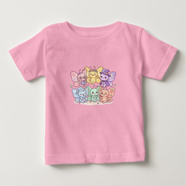 Söt Änglamörj Butterfly Vänner Barn T-Shirt (Framsida)