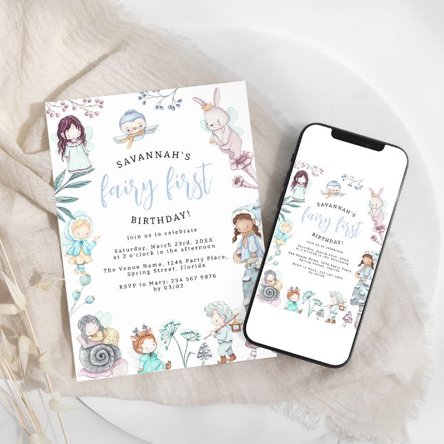 Söt änglars första födelsedagsfest inbjudningar (Skapare uppladdad)