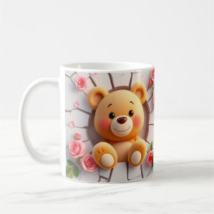 Söt animaliska nalle Mugg-figursättning: 3D-design Kaffemugg