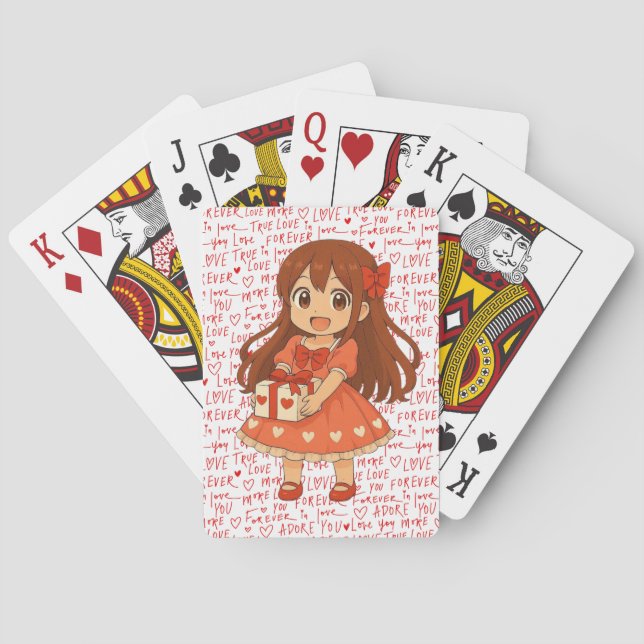 Söt anime Alla hjärtans dag Casinokort (Baksidan)
