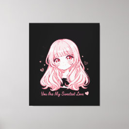 Söt Anime Alla Hjärtans Dag-sweatshirt Canvastryck