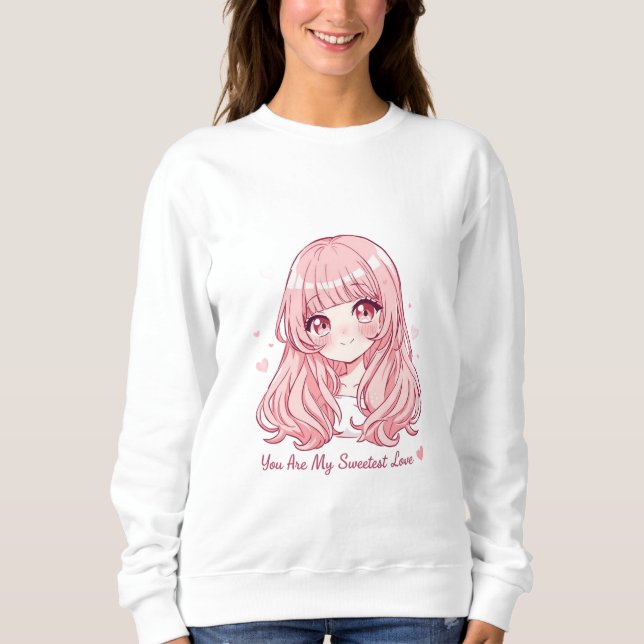 Söt Anime Alla Hjärtans Dag-sweatshirt T Shirt (Framsida)