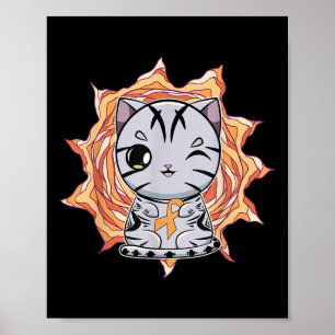 Söt Anime Amerikansk Korthår Katt Leukemi Medveten Poster