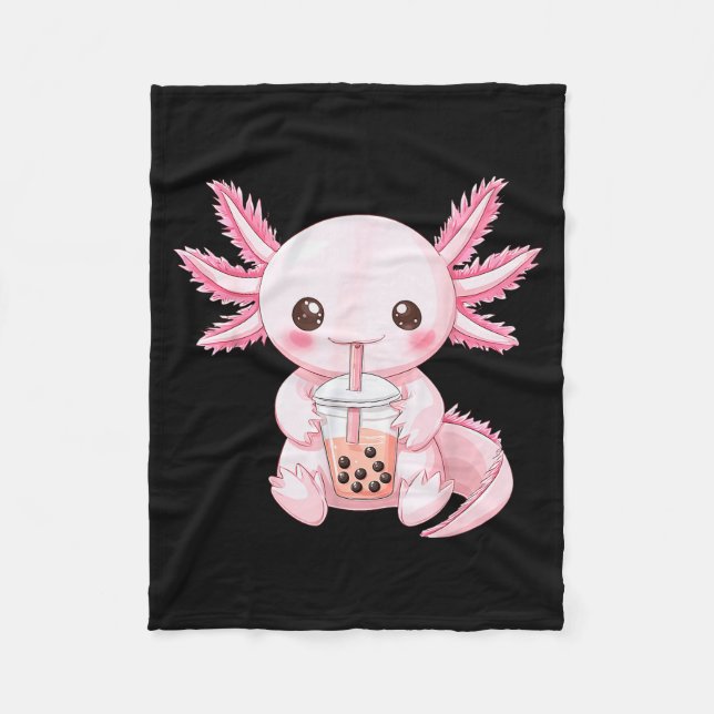 Söt Anime Axolotl Boba  Fleecefilt (Framsidan)