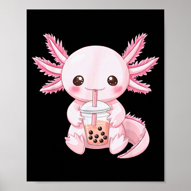 Söt Anime Axolotl Boba  Poster (Framsidan)