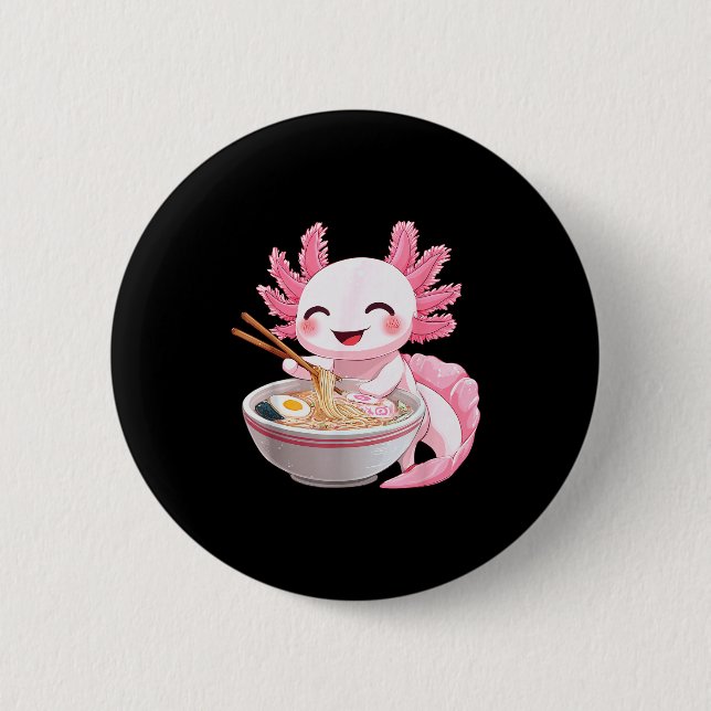 Söt Anime Axolotl Ramen  Knapp (Framsida)