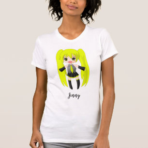 Söt Anime Blond Tjej Personlig T-Shirt