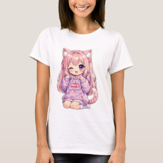 Söt Anime Chibi Flicka - Driven av Anime & Kaffe T Shirt