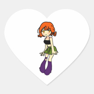 söt anime chibi flicka hjärta dekal hjärtformat klistermärke