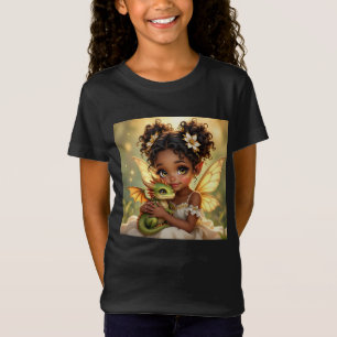 Söt Anime Fe-girl och Chibi-drake T Shirt