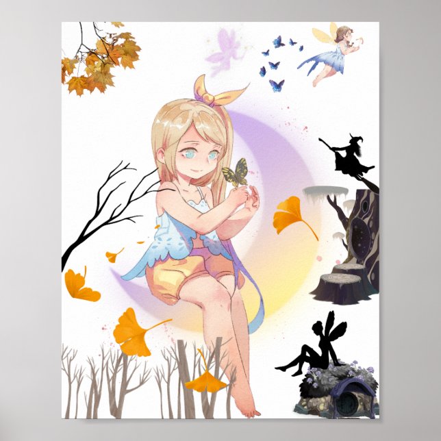 Söt Anime Fe-prinsessa Väggkonst Affisch (Framsidan)