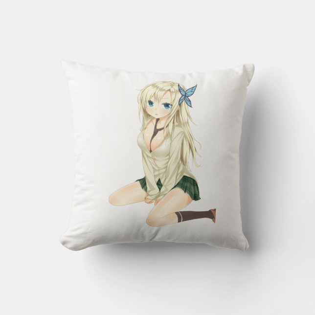 Söt Anime Flick Kuddart – Mjuk Aestetisk Waifu  Kudde (Framsida)