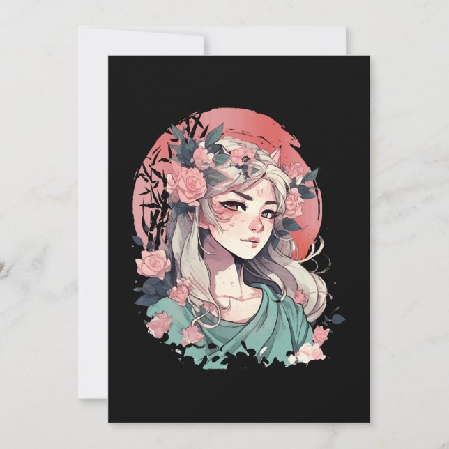 Söt Anime Flicka Inbjudningar (Framsida)